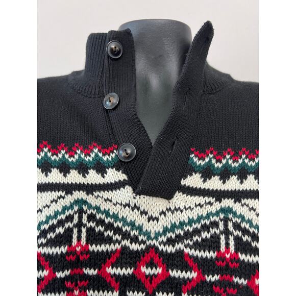 Chaps Men’s XL Shawl Collar Sweater Fair Isle Nordic Knit Pullover Winter Y2K - Picture 4 of 6